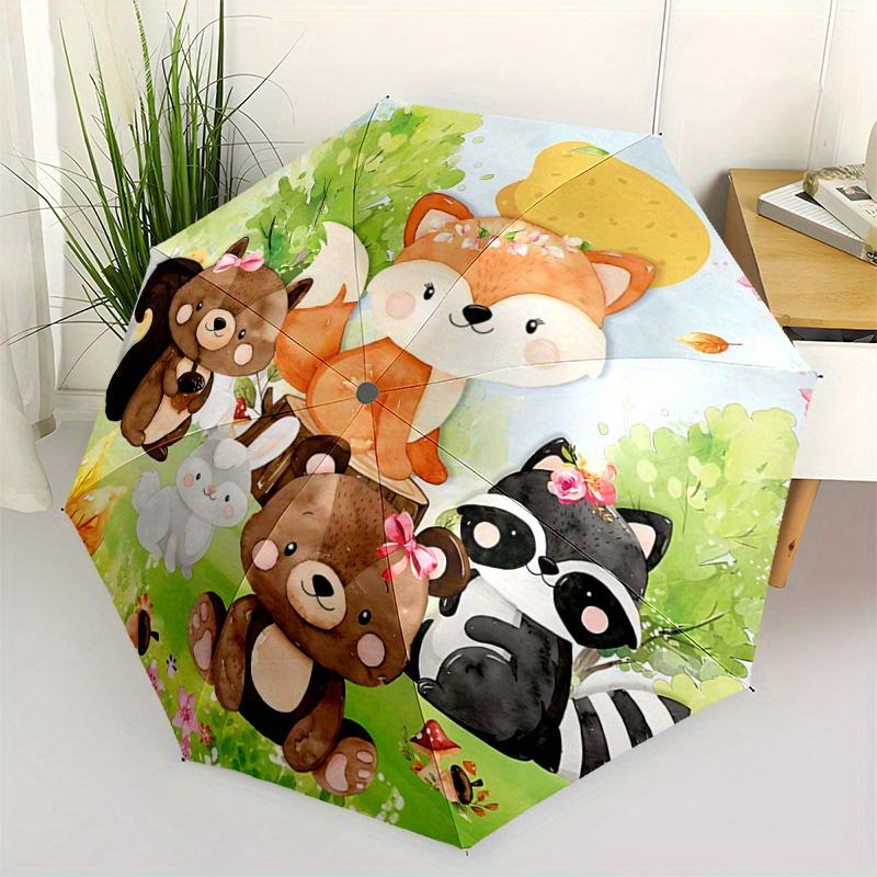 

1pc Lovely Animals Fully Automatic Folding Portable Umbrella, 8 Iron Frames, Three-Fold Design, Suitable for All Seasons, Suitable for Outdo