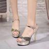 Fashion Summer New Fashion Women Sandals Platform Sequins Bow Open Toe Super High Heels Sandales Female Nightclub Heeled Women's Shoes