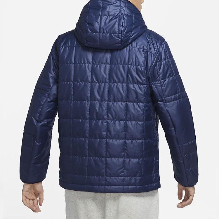Nike Jednofarebná bavlnená bunda s kapucňou a malým logom Pánske vrchné oblečenie Modrá DJ0434-410