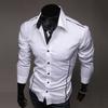 Men Shirt Contrast Colors Turn-down Collar Single-breasted Slim Spring Shirt for Work