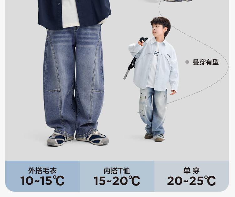 Left West Children's Wear Boys' Cotton Shirt Spring Thin Coat 2026 New Children's Shirt Breathable and Comfortable Top