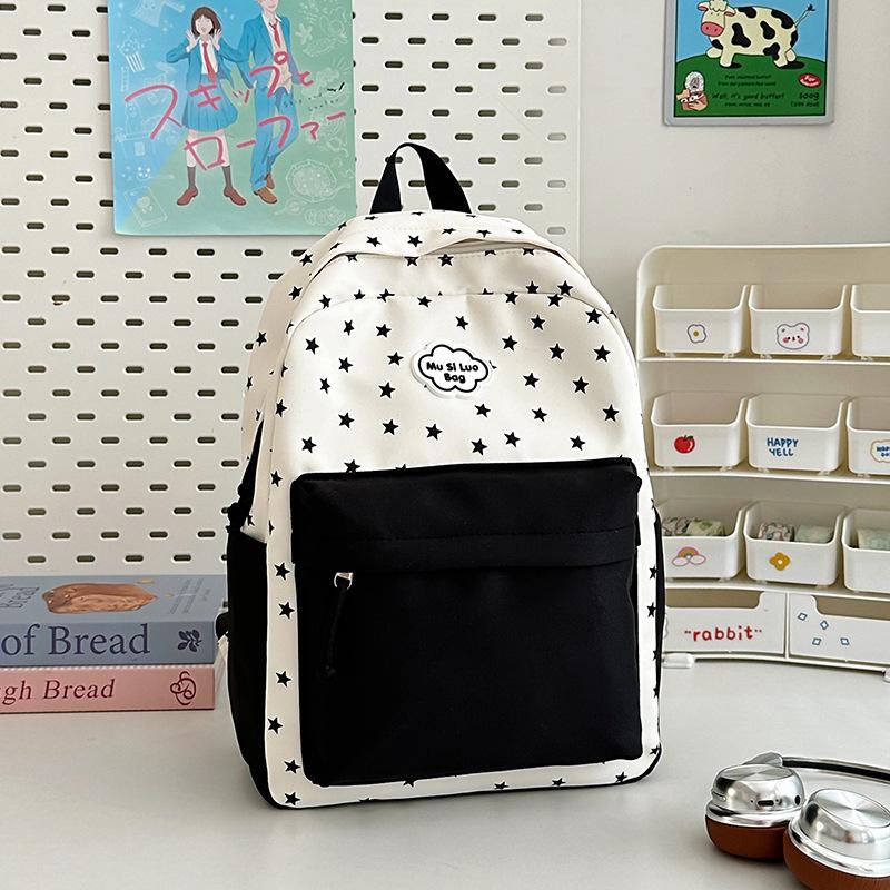 Schoolbag New Japanese Ins High Value Fresh Sweet Cute Star Backpack Junior High School Students Lightweight Travel Backpack