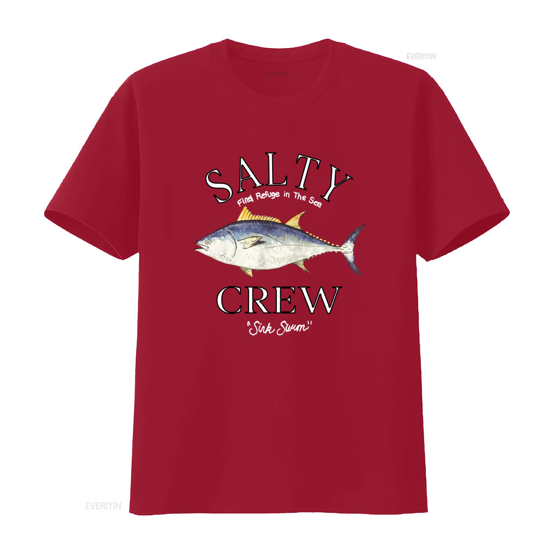 

Salty Crew Big Blue SS T Shirt Black New Find Refuge in The Sea with Tuna Print vintage Washed streetwear homme Unisex M