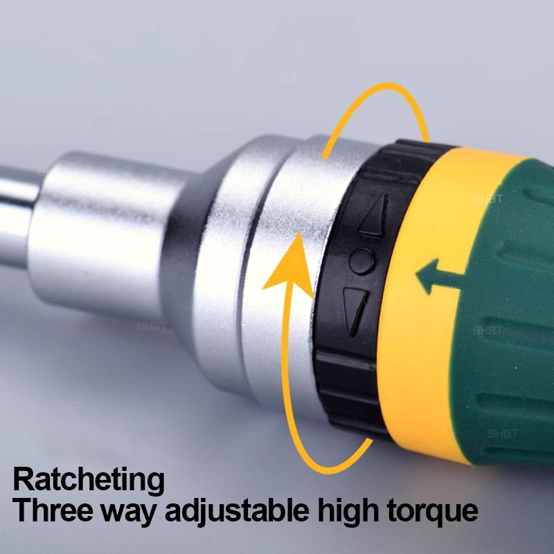 19 In 1 Precision Ratchet Screwdriver – Interchangeable Bit Set, Two-Way Ratchet Multi-Function Repair Hand Tool