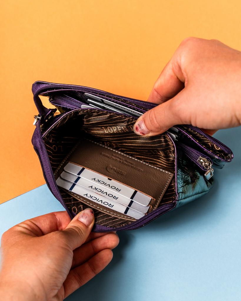 Women's Leather Wallet 76121-MFS-9290 Purple