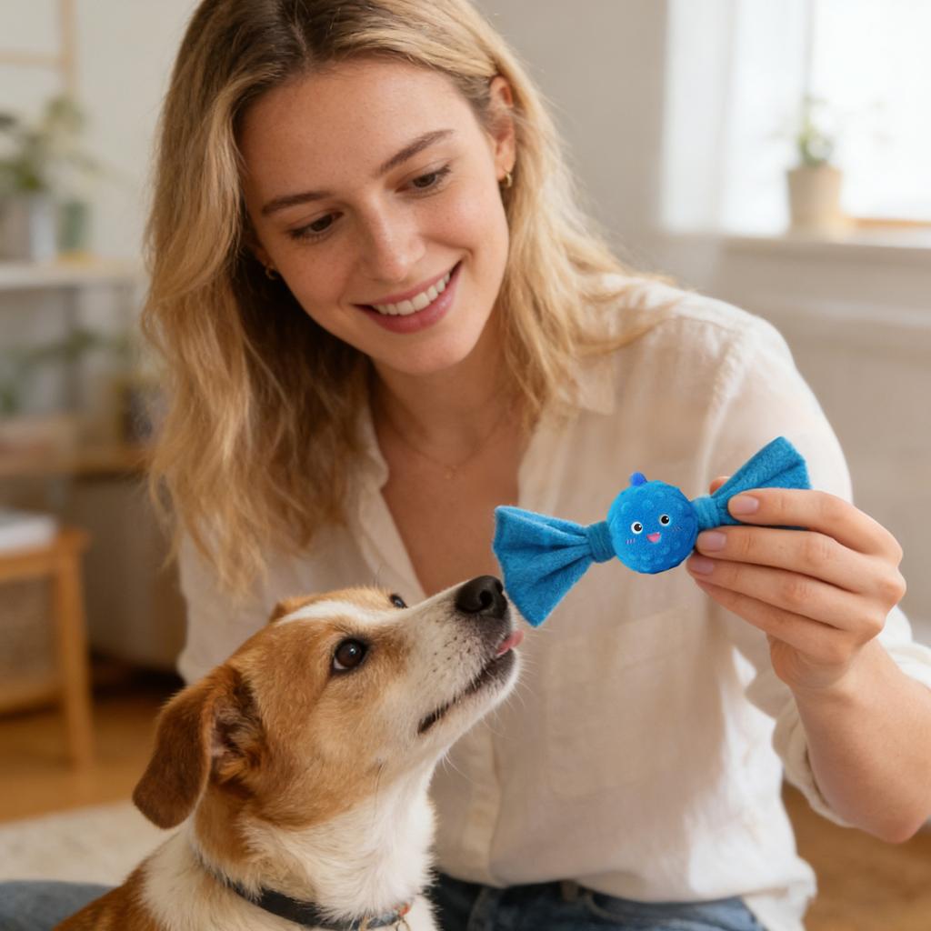 Plüsch-Haustierspielzeug, eingebaute TPR-Spikes, quietschendes Hundespielzeug zum Kauen und zur Selbstbeschäftigung, geeignet für kleine bis mittelgroße Haustiere.
