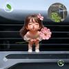 2D Platte Acryl Meisje met Roze Chrysant Geurloze Auto Ventilatierooster Diffuser Clip Met Dubbele Geurloze Sponsjes Auto Accessoire