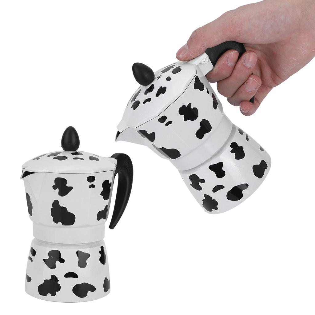 Aluminium Kaffekanne Kjele Kaffetrakter Moka-kanne for Hjemme- og Kaffebar-bruk Melkekufarge 3 Kopper 150ML