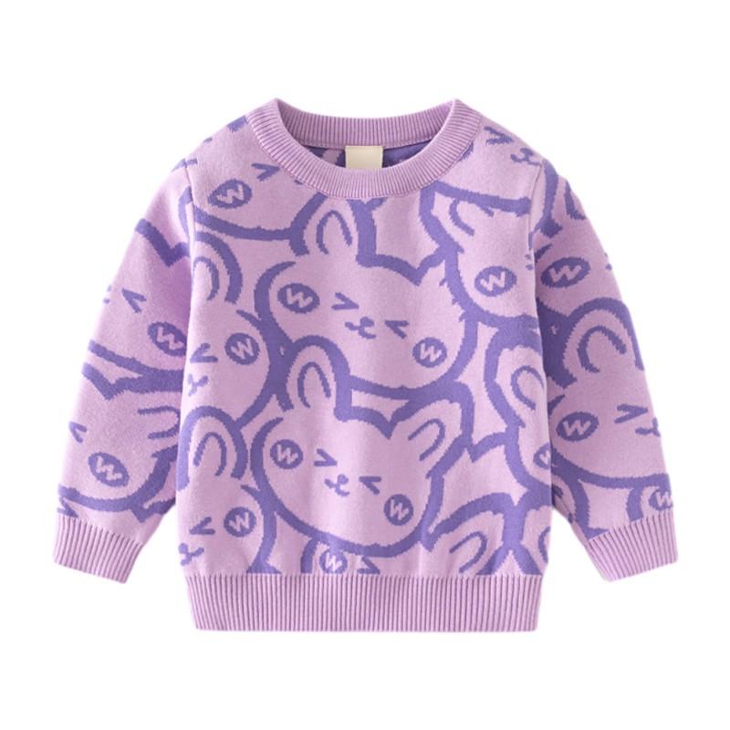 2-9 Years Kids Print Sweater Knitted Coat