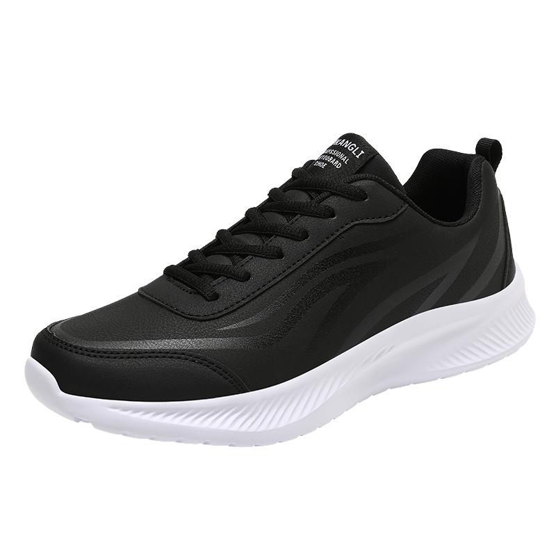 Fashion Mens Sneakers Lightweight Running Shoes New Breathable Non-slip Casual Leather Lace Up Soft Men Walking Outdoor Tennis Shoe