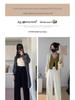 Women's White Corduroy Wide-Leg Pants with Velvet Lining, Petite Fit, Straight Leg - Autumn/Winter.