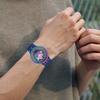 SWATCH Quartz Movement Popular Simple Waterproof Unisex Swiss Watch 47mm Purple Dial Plastic Case Silicone Strap SO27N112