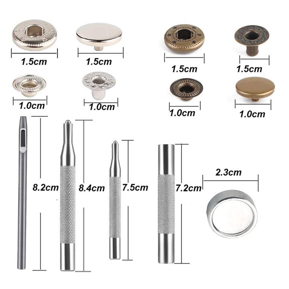 Snap Fasteners Metal Snaps Press Button Studs Optional Installation Tools Kit For Leathercraft Clothes Garment Bags Shoes