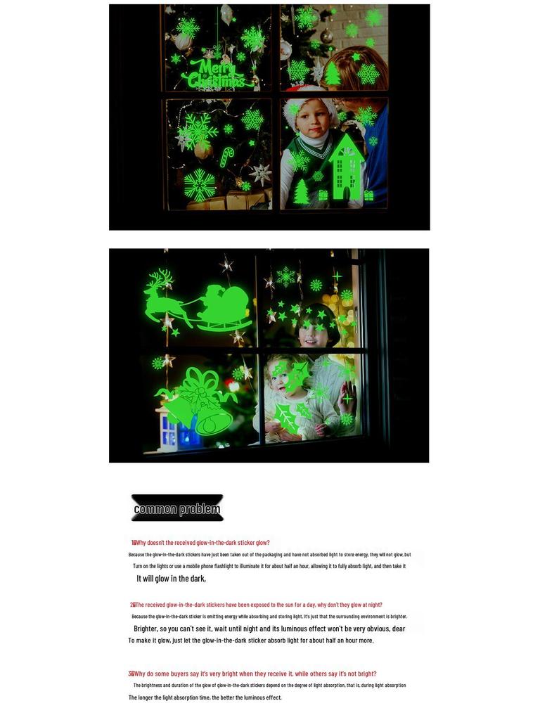 Luminous Snowflake Christmas Window Clings and Glass Stickers