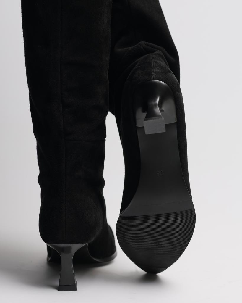 Сапоги на шпильке Melanda 61058 37 черные замша велюр