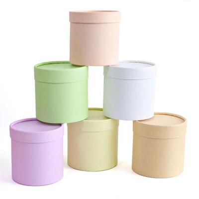 New Round Flower Gift Box Solid Color Silver Gift Packaging Paper Box Cardboard Flower Arrangement Bucket Bouquet Storage