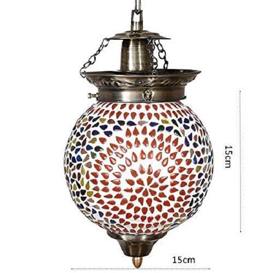 Handcrafted Glass Hanging Lamp for Home Bar Restaurant Cafe Decoration (Medium, Multicolour)