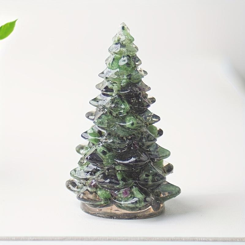 1pc Small Christmas Tree with Natural Crystal Synthetic Gemstone Inside, Lucky and Prosperous Growing Fluorite Bonsai Money Plant