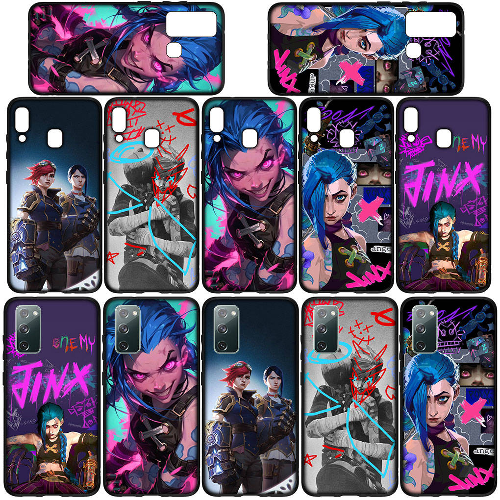 for iPhone 16 15 Xiaomi Redmi Note 13 12 11 Pro Max X 9 14 Plus XR Samsung Galaxy A15 S24 S23 Huawei OPPO Cover Anime Arcanes Game Jinx Vi Phone Case