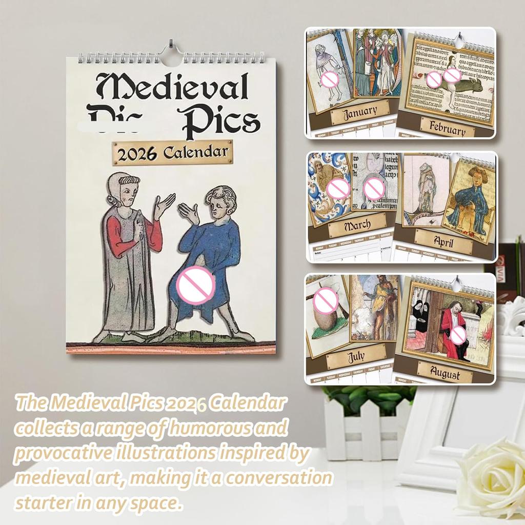 2026 Calendar - Funny Medieval Pics Wall Calendar With Illustrations Strange Prank Wall Calendar For History Enthusiasts Gift