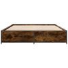 Bed Frame Smoked Oak 140 x 200 cm Wood Based Panel and Metal