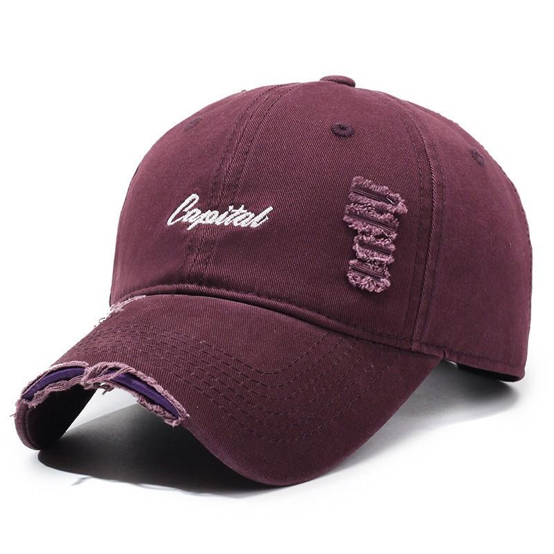 Spring and Autumn Outdoor Shade Letter Embroidery Soft Top Ripped Cap Men's and Women's Retro Old Washed Baseball Cap