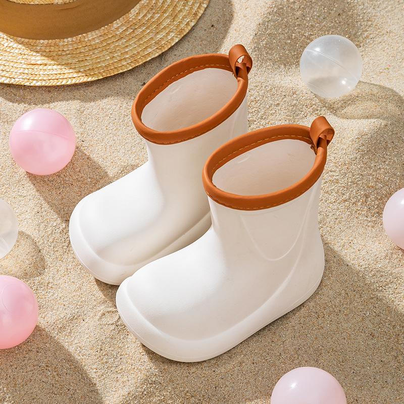 Solid Color Children's Rain Boots Outer Wear Thick-soled Medium Tube Non-slip Waterproof Simple Rain Shoes Outdoor Four-season Rubber Shoes