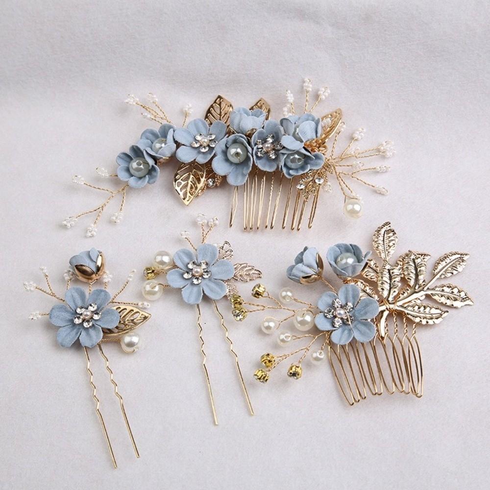 4pcs Pearl Comb Bridal Hair Combs Artificial Flower Flower Hairpins Tiaras Wedding Hair  Bridesmaid