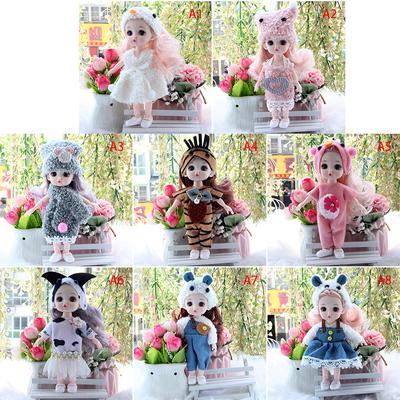 16 cm große verwirrte Mini-Puppe mit 13 beweglichen Gelenken, 3D-große Augen für Mädchen zum Selbermachen