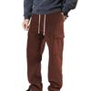 Autumn and Winter Solid Color Thin Corduroy Multi-pocket Straight-leg Pants Men's Sweeping Pants Men's Casual Loose Trousers