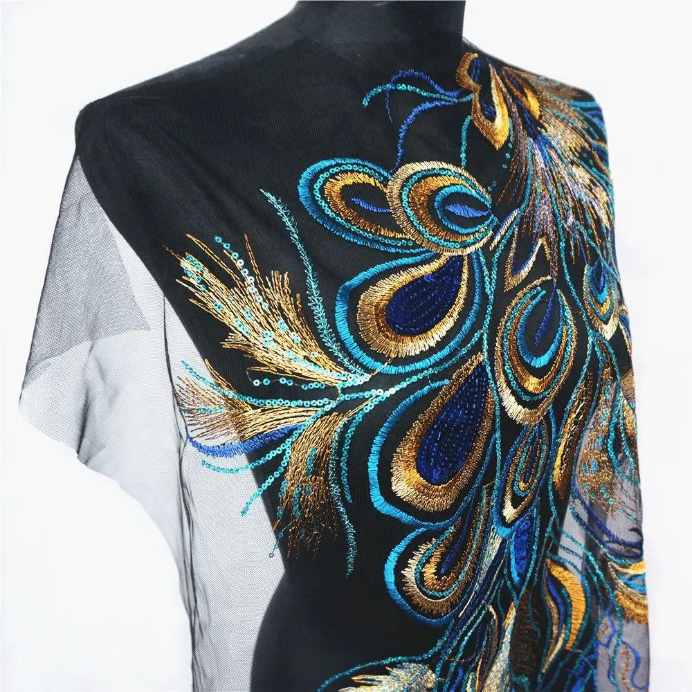 1Pc Peacock Embroidery Lace Patches Sewing Applique DIY Wedding Dress Decoration