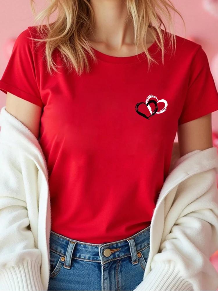 Fashion Love Heart Printed Summer Women T Shirt Casual Graphic Clothes Female Shirt Short Sleeve Lady Streetwear Tee