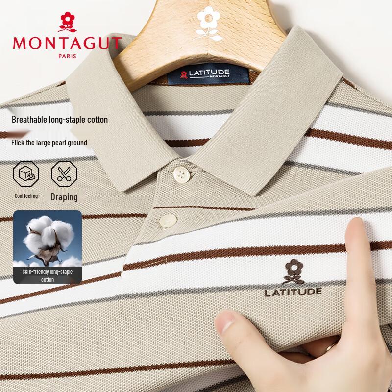 MONTAGUT Men s Striped Cooling Polo Shirt 50