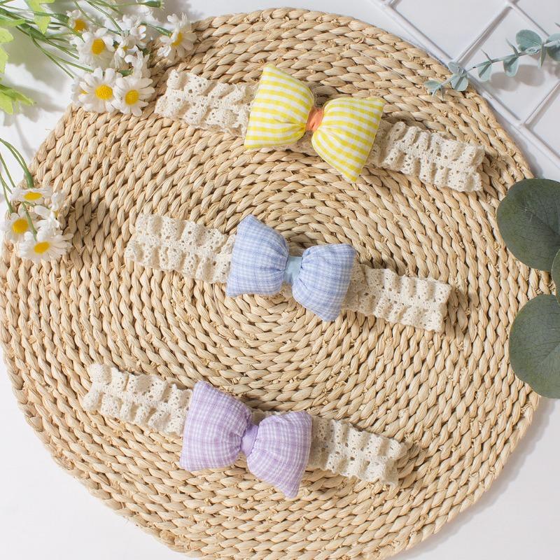 New Summer Baby Headband, Solid Color Bow Children's Headscarf, Thin Lace Baby Hair Accessories