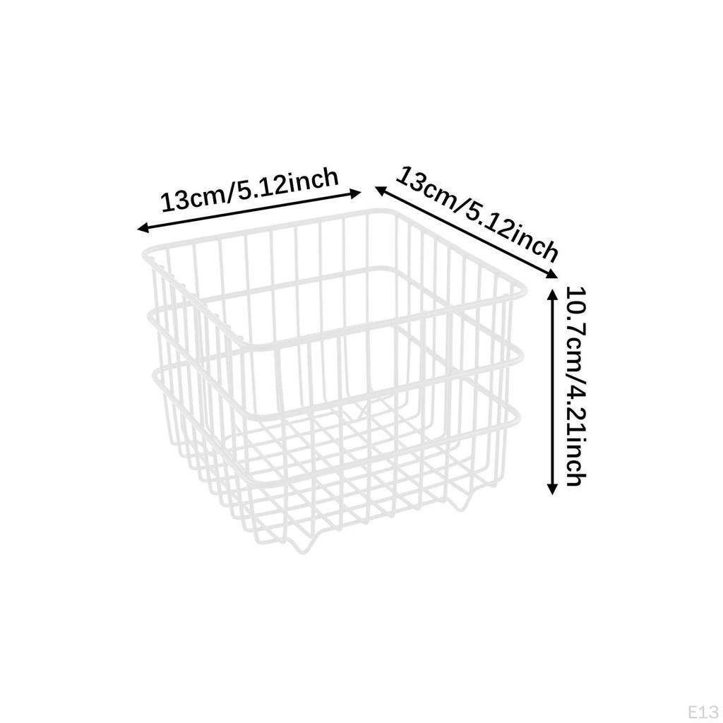 Iron Storage Basket Cosmetic Organizer Square Sturdy Snack Bin Wire for Bedroom Kitchen