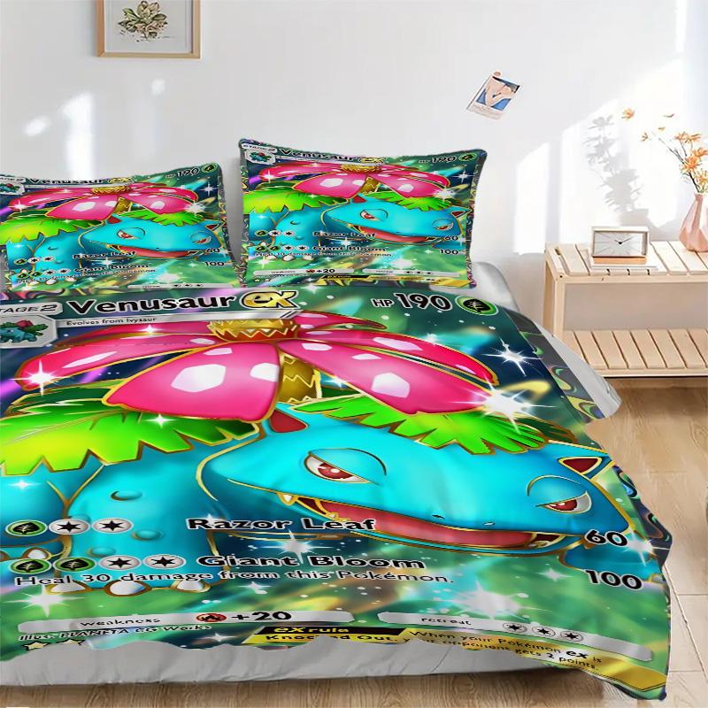 Venusaur'S Cosmic Bloom Print 3Pcs Bedding Set,Duvet Cover with 2 Bedro,Pillowcase Home Birthday Gift