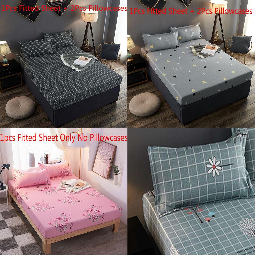 Elegant Multi-color Floral Fitted Sheet Set With Soft Breathable Fabric And Pillowcases