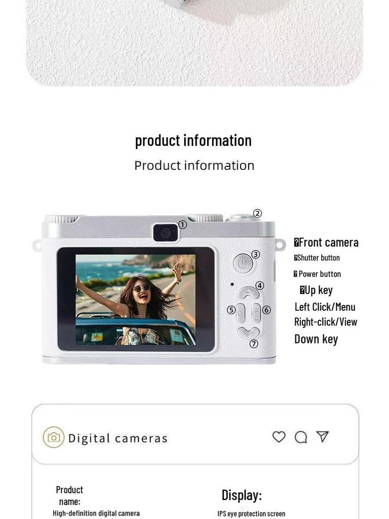 HD-Dual-Lens-CCD-Selfie-Kamera: Tragbares Einsteiger-Geschenk für Influencer und Studenten