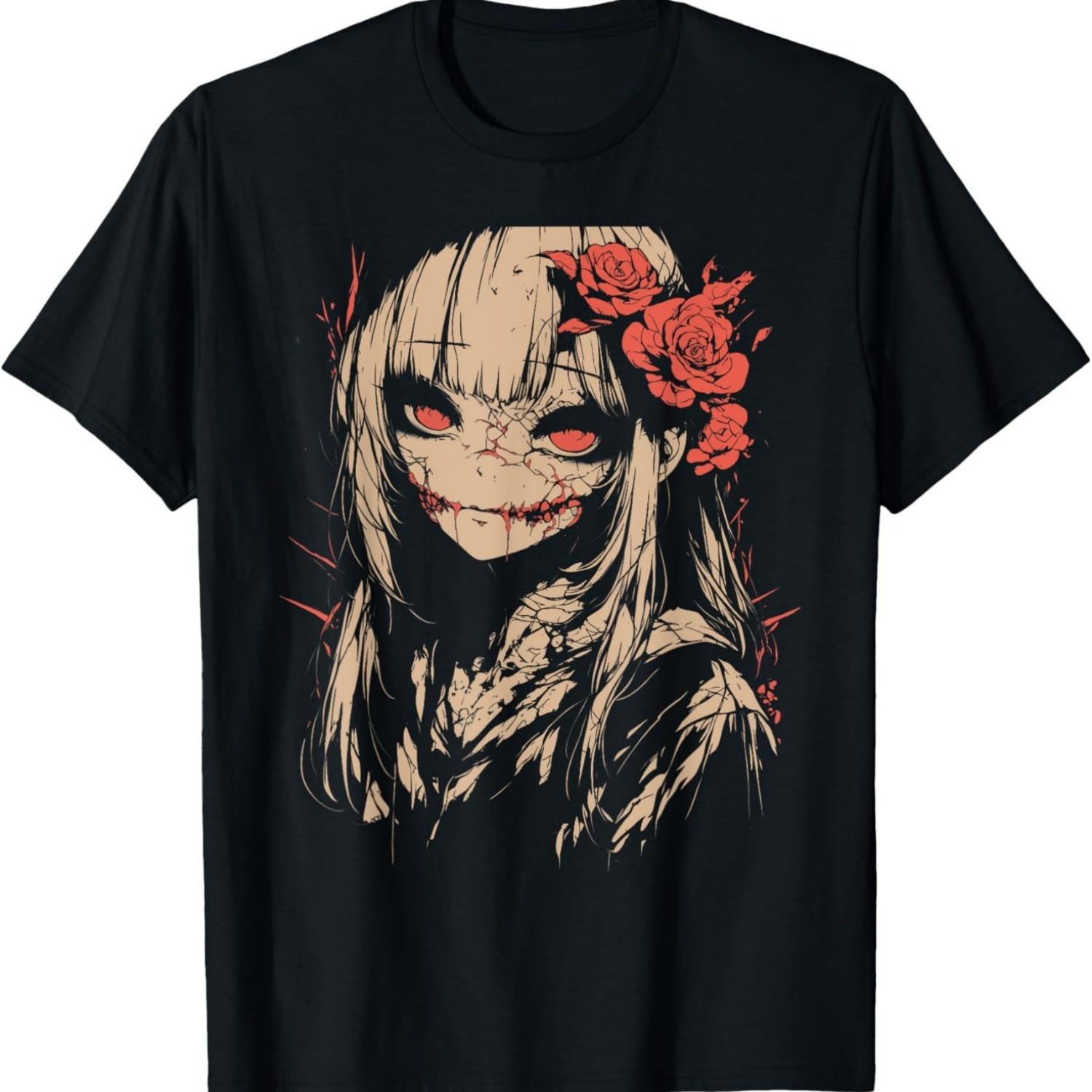 Хоррор Аниме Манга _ Япония Жуткий Кавайный Готический Футболка(18) S чёрный