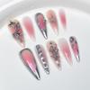 Handmade Long Stiletto Press On Nails Reusable Butterfly Diamond Decor Full Cover Artificial False Nails