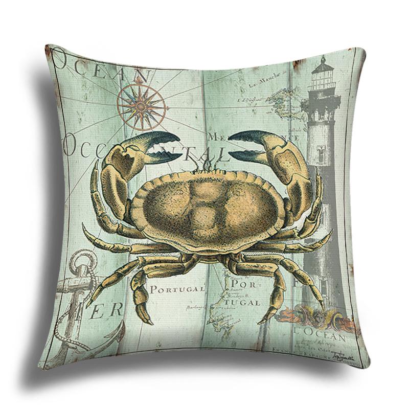 Linen Pillowcase, Marine Life Printing Cushion Cover 40x40 50x50 60x60, Suitable for Bed Car Sofa, Pattern Can Be Customized