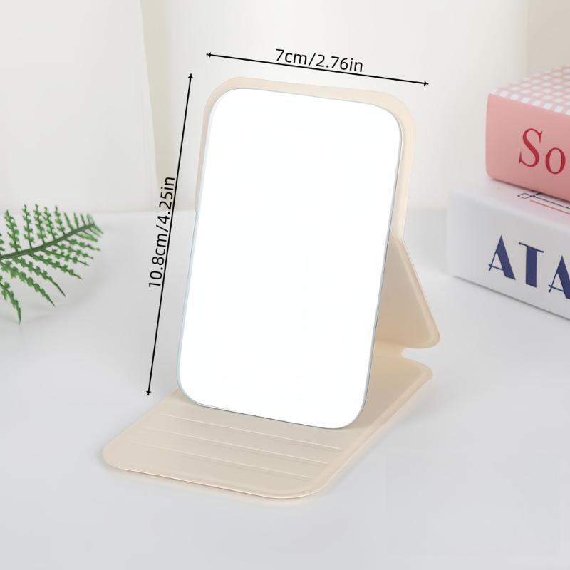Rectangular Foldable Vanity Mirror, Portable Korean Style Travel Makeup Mirror with Stand Compact Handheld Beauty Gift for Women