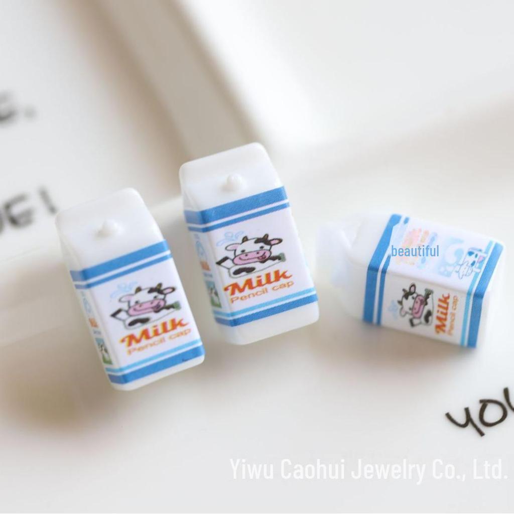 Simulation Milk Beverage Bottle DIY Resin Jewelry Toy - Small Ornaments with Strawberry and Apple Juice Design