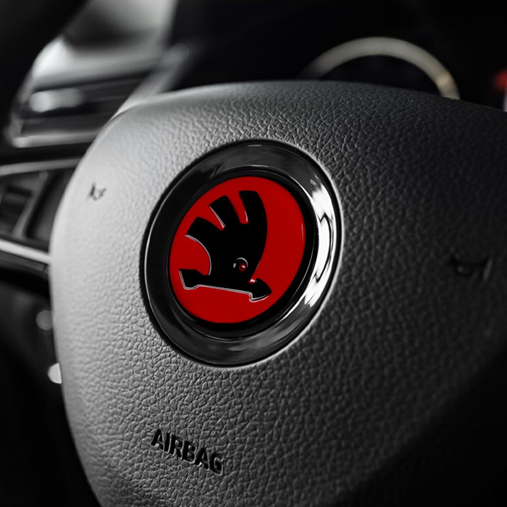 2025 Horká ABS Dekorace Odznak na volant auta Příslušenství Pro Skoda Superb Octavia Rapid Kodiaq Kamiq Karoq Fabia VRS