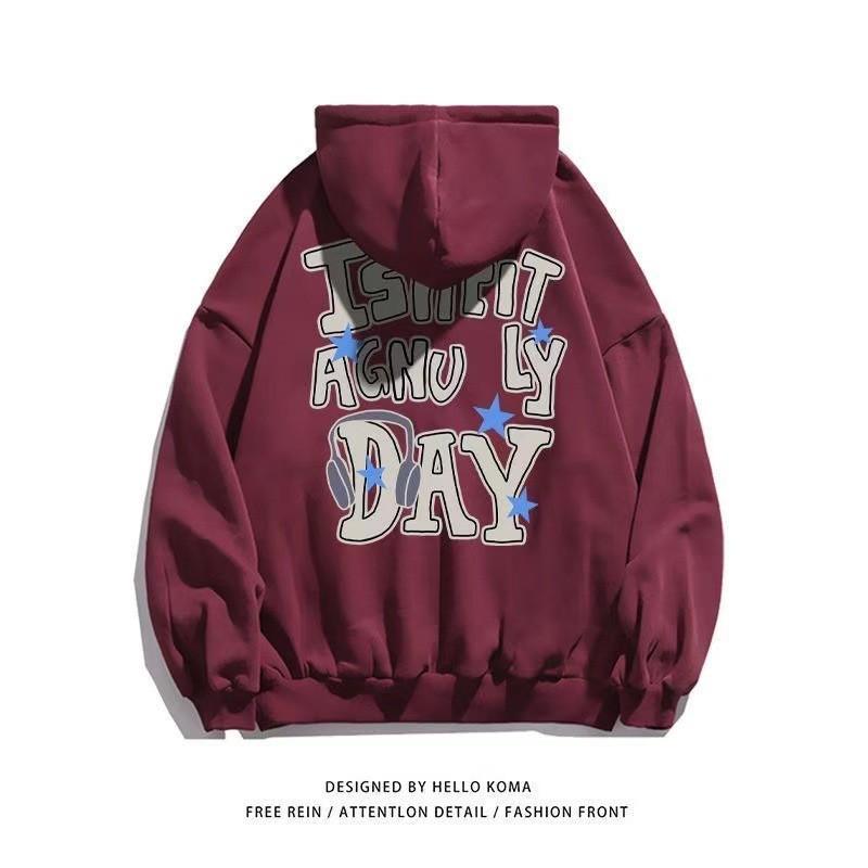 Oversized Anime Print Hooded Sweatshirt Unisex Streetwear Loose Fit Heavyweight Pullover Fall