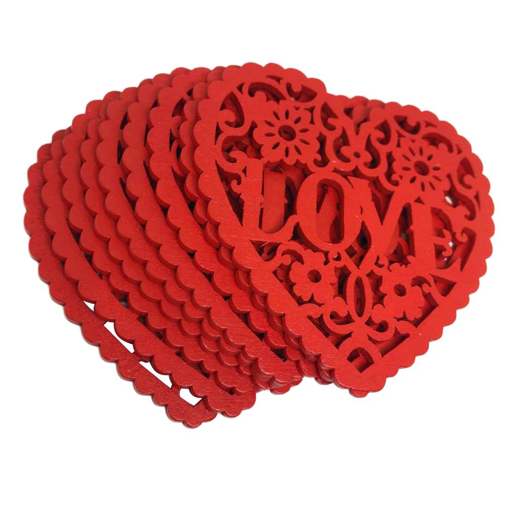 Wedding Wooden Hanging Hearts Red DIY Embellishment Slices Party Decoration Accessories for Room