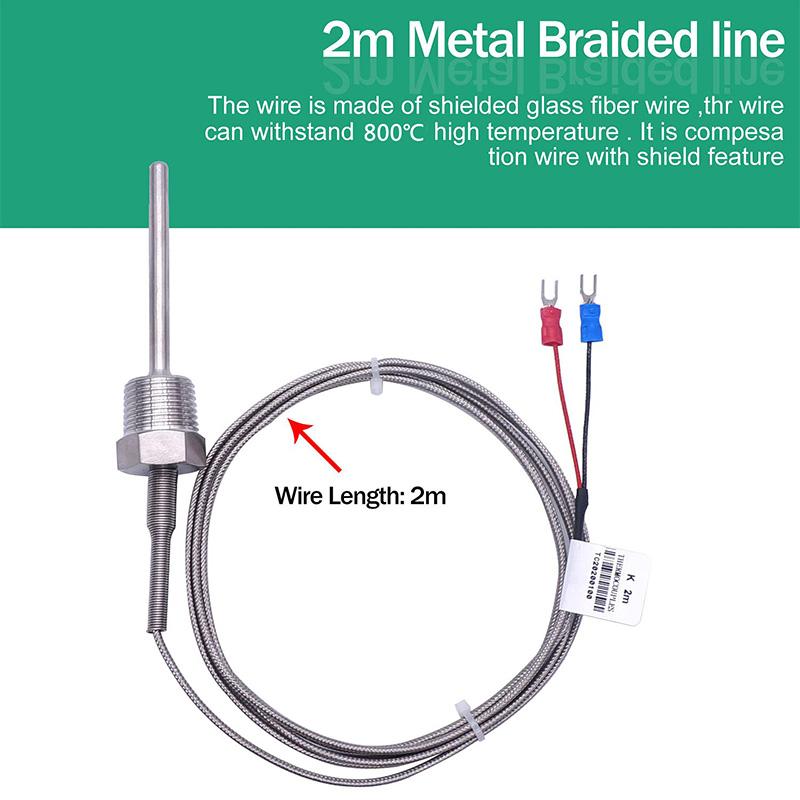 800°C Degree High Temperature Sensor Thread NPT 1/2 Stainless Steel Probe K Type PT100 Thermocouple Tube Temperature Controller