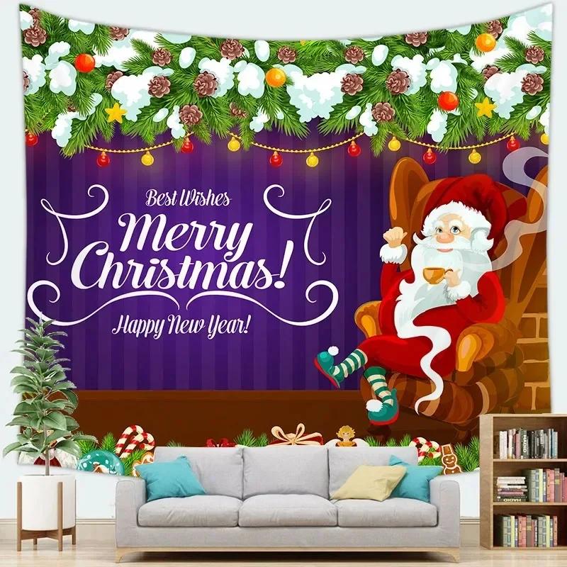 Arazzo con Motivo Natalizio Decorazione da Parete per Casa Camera da Letto Soggiorno Babbo Natale