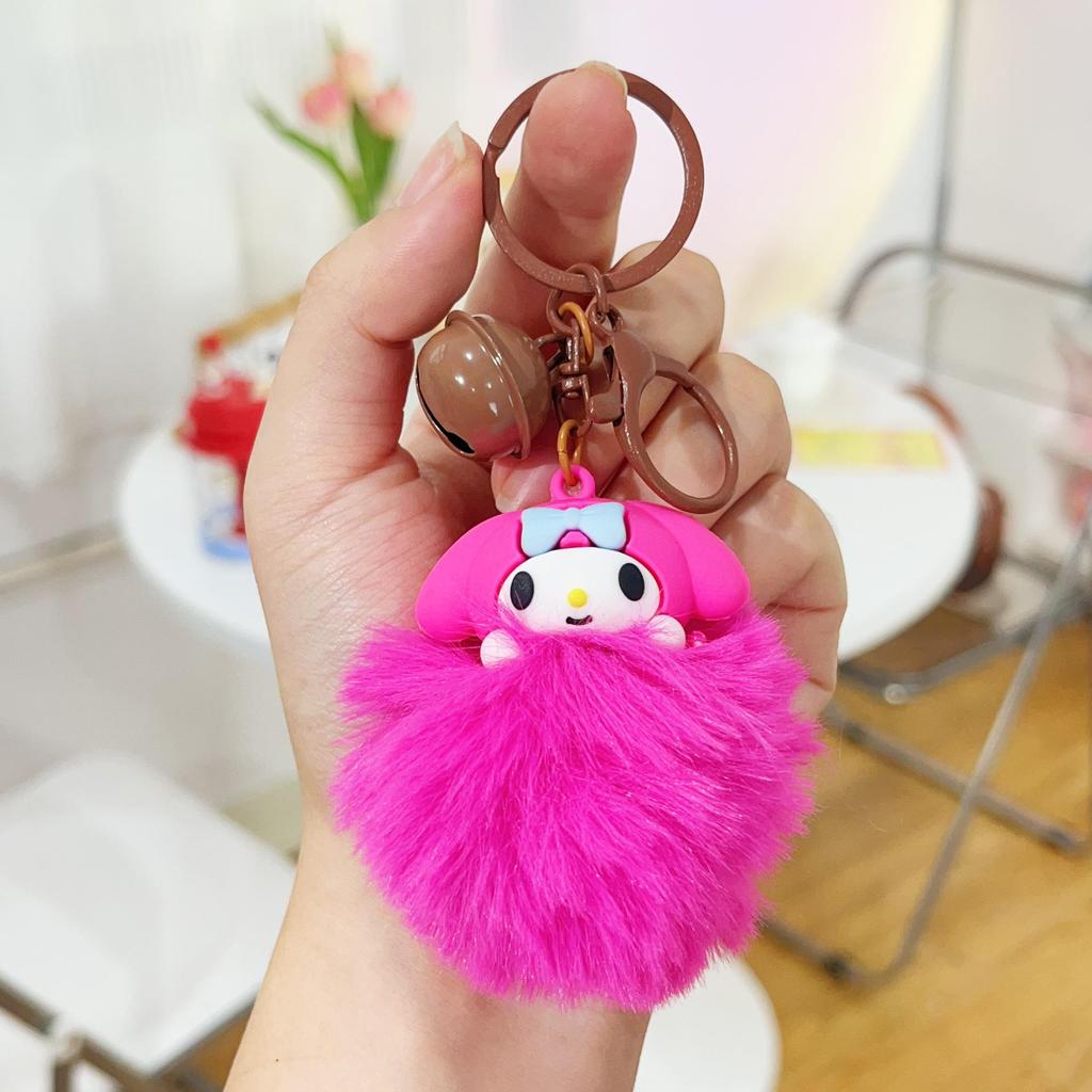 Kuromi Sanrio Cartoon Doll Keychain: Furball Backpack & Car Pendant for Best Friends