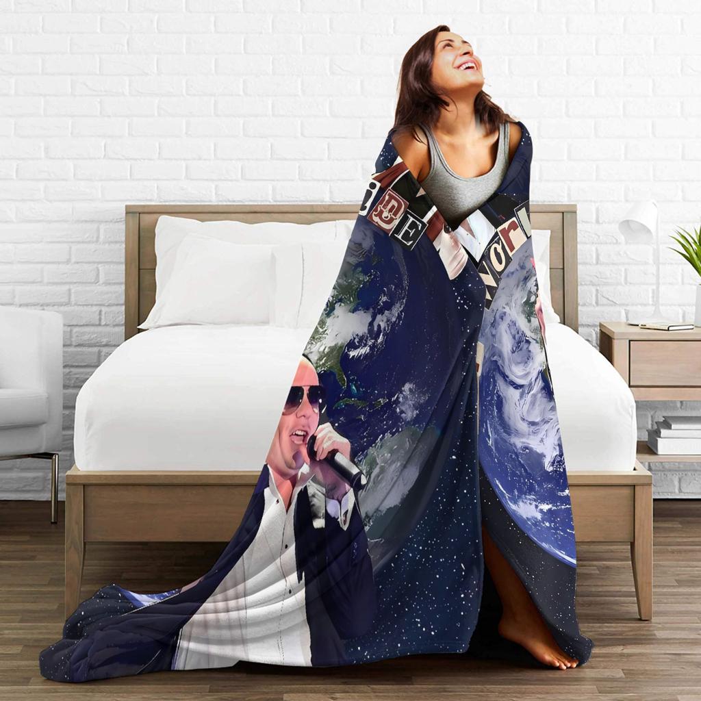Mr Worldwide  Love Pitbull Blankets  Travel Office Flannel Throw Blanket For Couch Chair Super Soft Custom Quality Bedspread